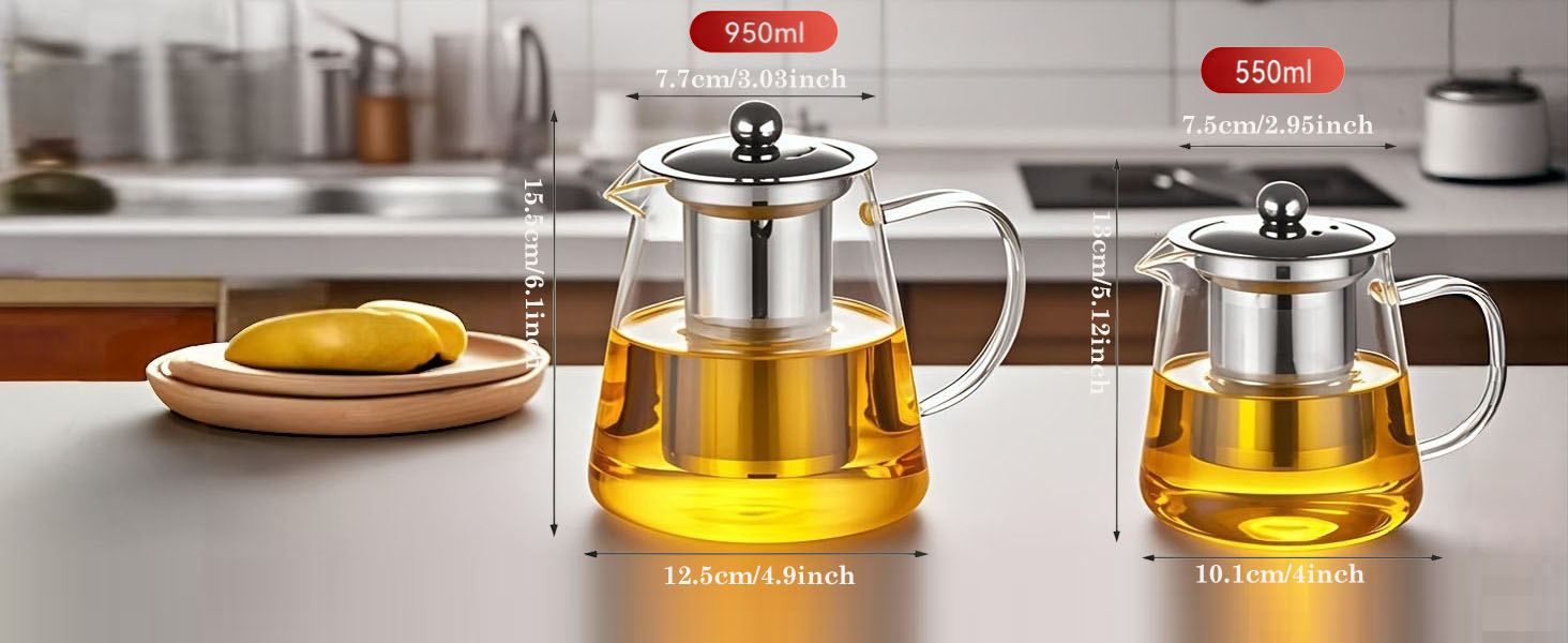 Glass Teapot with Stainless Steel Infuser