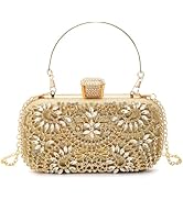 Pumtus Rhinestones Evening Bag, Gold Sparkly Crystal Handbag with Detachable Chain, Luxury Women'...