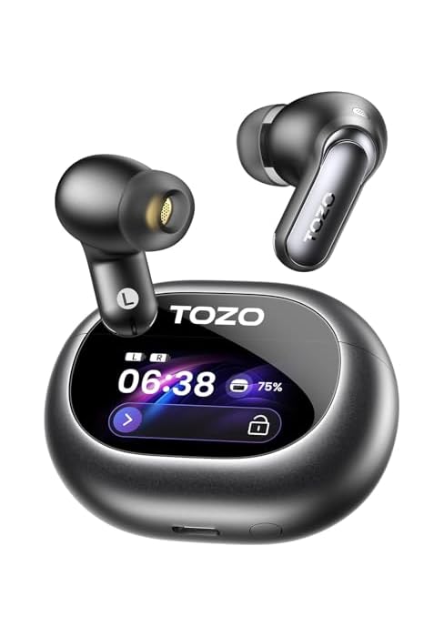 TOZO NC20 Pro Active Noise Cancelling Wireless Earbuds, Smart LCD Screen | LDAC Hi-Res Audio, Ste...