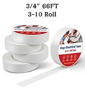 RED WOLF White Electrical Tape 3/4 in x 66ft 5 Pack, Industrial Grade UL/CSA Listed 7 Mil Thick F...
