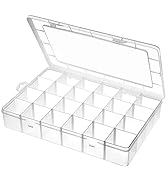 Gbivbe Large 24 Grids Plastic Organizer Box Adjustable Dividers,Clear Storage Box for Jewelry, Ar...