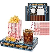 Kingrol Movie Night Supplies 100 Pcs - 50 Movie Snack Trays & 50 Popcorn Bags - Disposable Paper ...