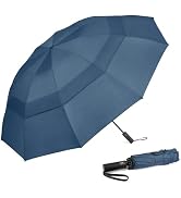 Prospo 46/62 Inch Large Travel Umbrellas for Rain Windproof, 10 Ribs Compact Reverse Folding Golf...