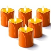 Homemory 2" x 2" Orange Flameless Votive Candles with Timer, Realistic Battery Operated Candles, ...