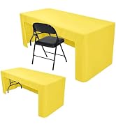 Nasitos 2 Pack 6' Fitted Tablecloth Yellow Trade Show Table Cloth-Open Back Tablecloth Washable a...