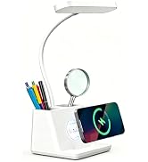 AXX Desk Lamp with Fast Wireless Charger, College Dorm Room Table Light | 18 in, Adjustable LED, ...