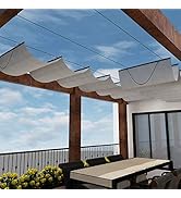 Windscreen4less 3' x 12' Retractable Shade Cover Replacement Canopy Sliding Wave Shade Sail for P...