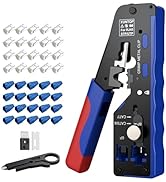 XUNTOP Pass Through RJ45 Crimp Tool Kit for Cat5 Cat6 Cat6A Cat7 All-in-One RJ45 Crimp Tool Kit w...