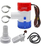YQMIGU Island Otter Beach 1100 GPH Bilge Pump 12V,Small Size, With Float Switch,1-1/8 Inch Bilge ...