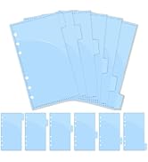 XiowDow 12pcs A6 Binder Pockets Smooth Blue PP Budget Cash Envelopes 0.2mm Thick 2 Pocket Index D...