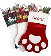 GoTags Personalized Christmas Stocking for Dogs and Cats, Paw Shape Stocking Custom Embroidered w...