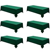 Aocoz Rectangle Tablecloths 90x132 Inch 6 Pack Dark Green Tablecloth Washable Decorative Linen Po...