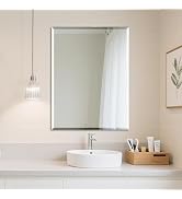 Ruomeng Wall Mirror Bathroom Mirrors for Wall 40" x 30", Frameless Rectangle Mirror with Beveled ...