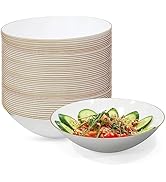 R-kay Gold Plastic Bowls Disposable Heavy Duty - 16 Oz Gold Plastic Soup Bowls - 40 Pack Disposab...