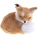 GUDVES Simulation Brown Fox Toy Furs Squatting Fox Model Home Decoration Animals World with Stati...