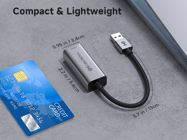 USB 3.0 to 2.5Gb Ethernet adapter, compact and lightweight for on the go