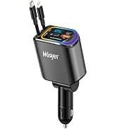 Miger 4 in 1 Retractable Car Charger,65W iPhone Car Charger Fast Charging with Cord 3FT,2 USB Por...