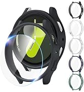 JERXUN 5+5 Pack Case for Galaxy Watch 7 40mm Screen Protector with Anti-Fog Tempered Protective F...