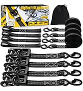 Ratchet Straps,Tie Down Strap Set 5000 lb Break Strength,4 Pack | 4 Soft Loops, 4 Moving Straps T...