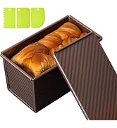 UrBestChoose Pullman Loaf Pan with Lid & Dough Scraper Cutter, Nonstick Carbon Steel Bread Baking...