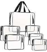 6Pcs Crystal Clear PVC Travel Toiletry Bag Kit for Women Men, Waterproof Vinyl Packing Organizer ...
