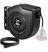 WILAWELS Retractable Cord Reel, Black H60CR06