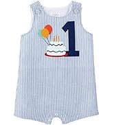 Mud Pie Baby Boys' Birthday Boy Seersucker Shortall