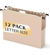 Extra Capacity Plastic Hanging File Folders,12 Pack Reinforced Hang Folder,Heavy Duty 2 Inch Expa...