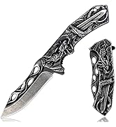 Pocket Knife for Men, Folding Knife With Clip & 3D DRAGON Relief, Embossed Edc Knife For Men Outd...
