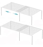 iPEGTOP Set of 2 Expandable Kitchen Cupboard Organiser, 4-Piece Adjustable Freezer Cabinet Storag...