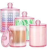 Tbestmax 12 oz, 10 oz Qtip Holder - 4 Pack Restroom Bathroom Organizers and Storage Containers, P...