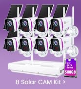 xmartO Solar Wireless Security Camera System, 10CH 4K Expandable WiFi 6 NVR 8 * 4MP 2K Outdoor Ca...
