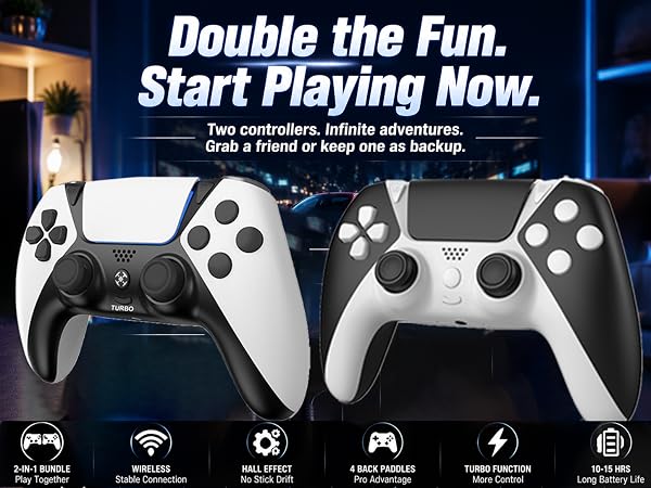 2 Pack Wireless Controllers FOR PS4, PlayStation 4