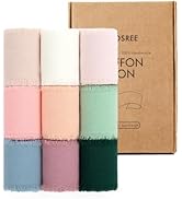 KEOSREE 9 Rolls Multicolour Handmade Chiffon Ribbon,1.5" x 21Yd Frayed Fringe Silk Ribbons (9 Rol...