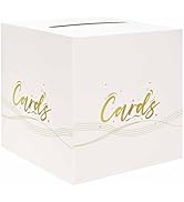 FALIZIFU White and Gold Card Box for Party 9.8 x 9.8 x 9.8 Inch Large Gift Card Box Holder for We...