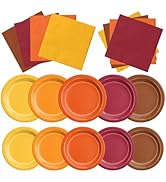 CMUSKO 60Pcs Fall Plates and Napkins-Red Orange Yellow Autumn Disposable Tableware for Fall Weddi...