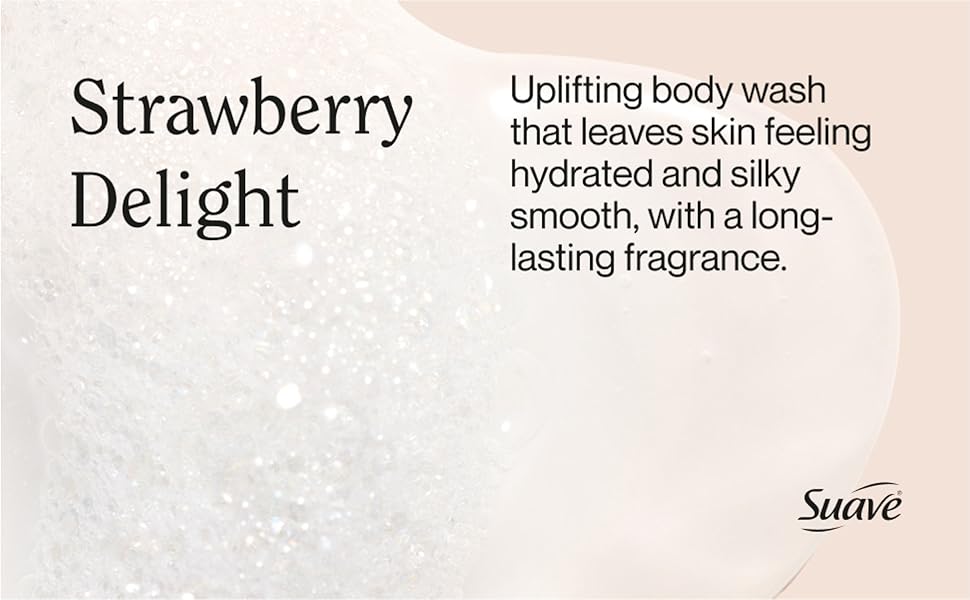 'Strawberry Delight' body wash leaves skin feeling hydrated, with a long-lasting fragrance.'