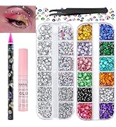 Canvalite Rhinestones for Face Colorful Face Gems Face Jewels AB & Clear Eye Hair Nail Gems Rhine...