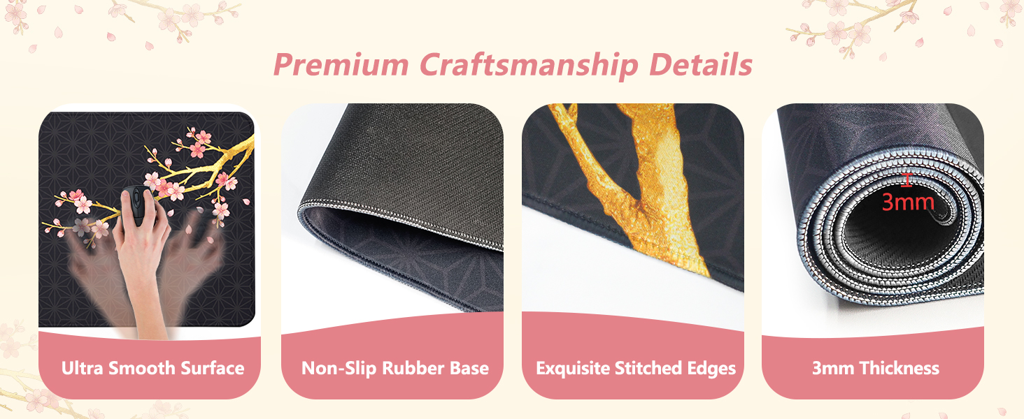 Cherry blossoms non slip desk pad
