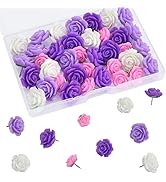 Vuzvuv 60 pcs Purple Rose Flower Push Pin with Gradient Color for Bulletin Board,Decorative Cute ...