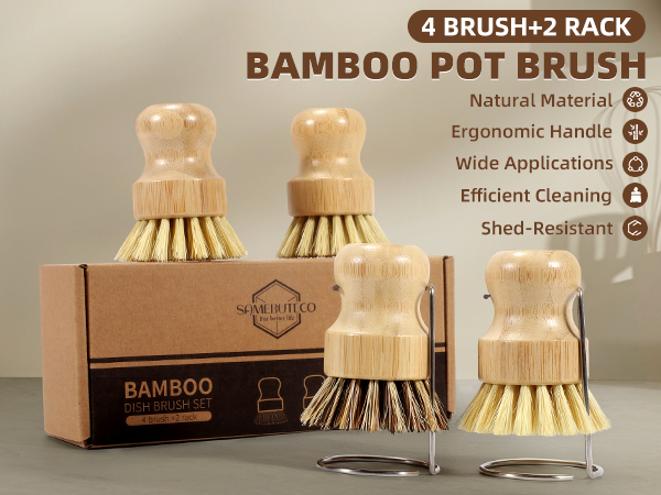 bamboo kitchen dish brush set