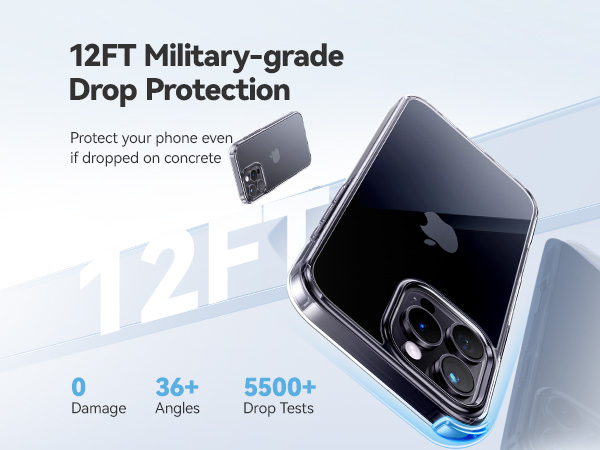 Military grade drop protection phone pro max 16 case crystal clear