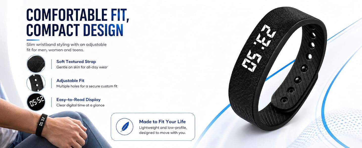 Vibrating Alarm Clock for Heavy Sleepers Fit Wristband Smart Watch Bracelet Mens