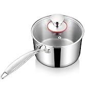 Homikit 3QT Saucepan with Lid, Tri-Ply Stainless Steel Sauce Pan, Induction Cooking Pot with Ergo...
