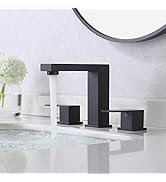 KES Black Bathroom Faucet 8 Inch Widespread Bathroom Faucet 3 Hole Vanity Faucet with Supply Hose...