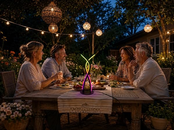 Light for backyard dinner and outdoor gathering decor