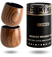 RIFOVN Wooden Whiskey Glasses 10oz, Rustic Bourbon Glasses, Birthday Gifts for Men, Husband, Dad,...