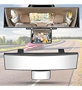 JOYTUTUS Car Rear View Mirror with Baby Mirror, Universal 11 Inch Panoramic Convex Rearview Mirro...