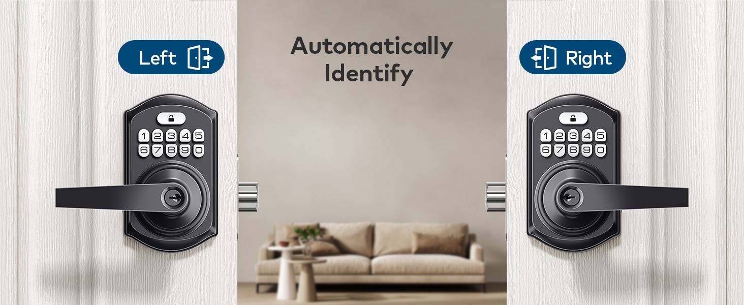 Automatically detects left- or right-handed doors
