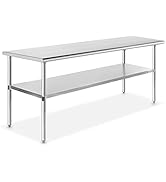 GRIDMANN Stainless Steel Work Table 72 x 30 Inches, NSF Commercial Kitchen Prep Table with Under ...
